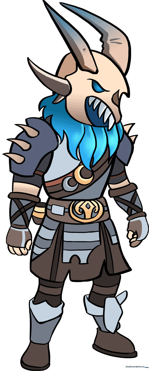 A high-quality, finished illustration of the Fortnite character Ragnarok, showcasing his full armor and icy aesthetic.