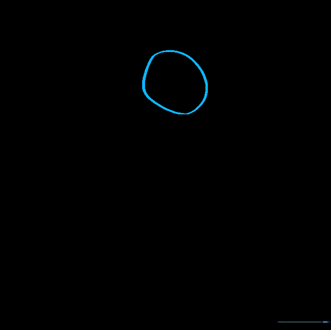 Pencil sketch of an irregular circle representing the base shape for Ragnarok's head.