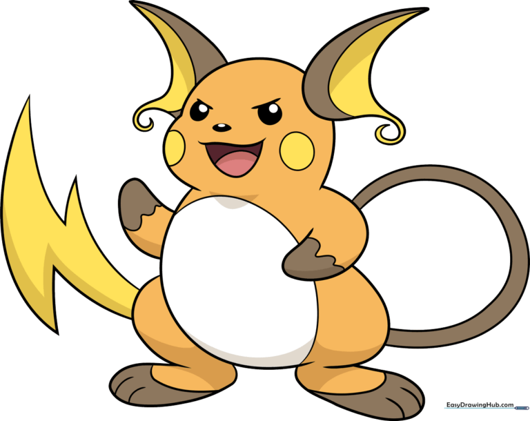 A vibrant, finished drawing of Raichu, showcasing the final result of the tutorial.
