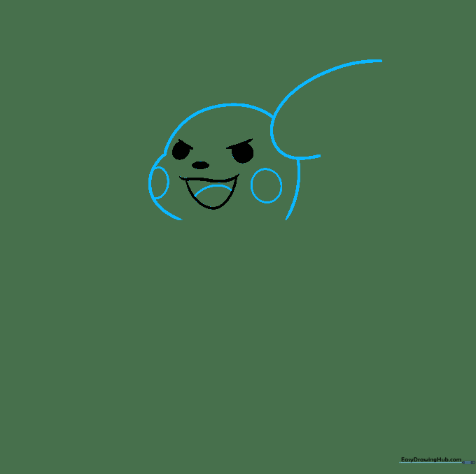 Drawing the rounded head outline around the previously sketched facial features.