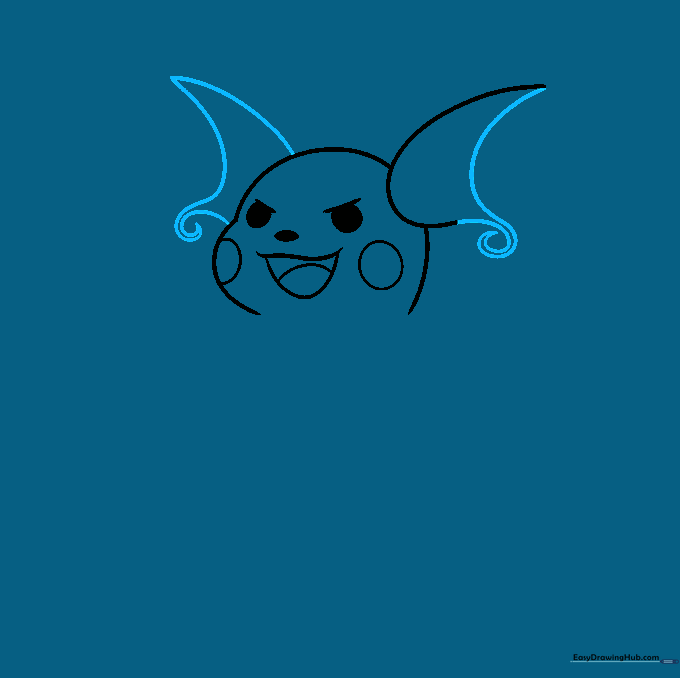 Adding the long, distinctively shaped ears to the top of Raichu's head.
