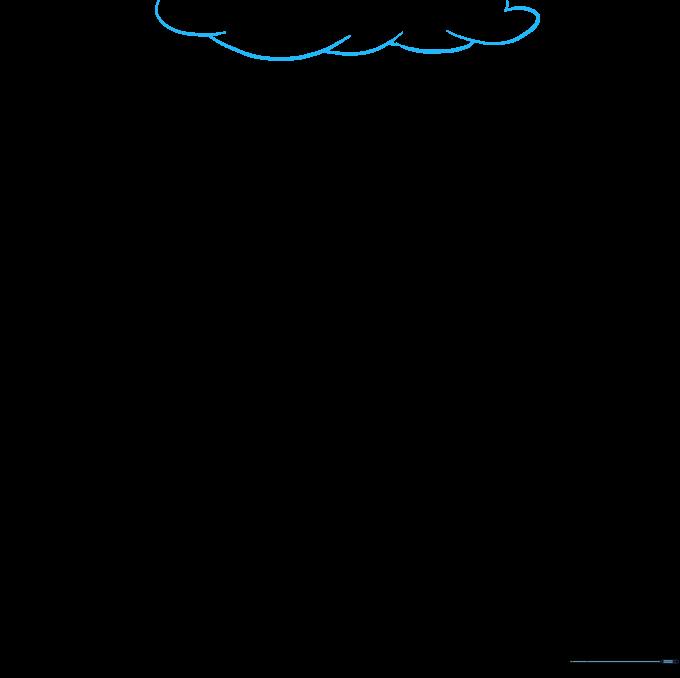 Pencil sketch showing the bottom edge of a cloud made of soft, connected curves.