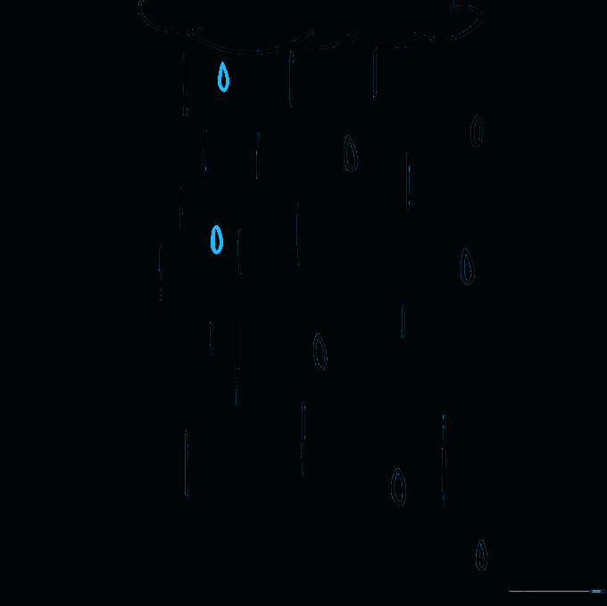 Filling empty spaces with additional raindrops to balance the drawing composition.