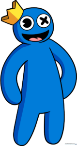 A colorful, finished illustration of Blue from Rainbow Friends, ready for coloring.