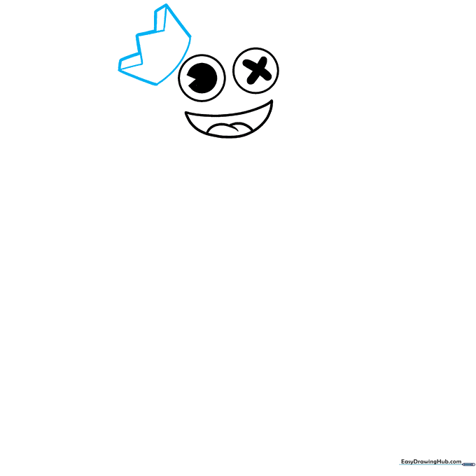Adding a small, tilted crown detail above the character's eye.