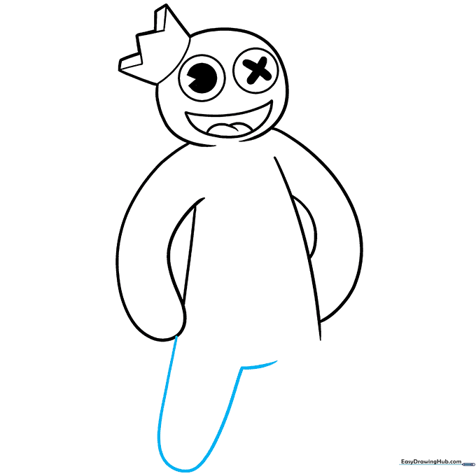 Adding the thick, rounded leg to the character's body.