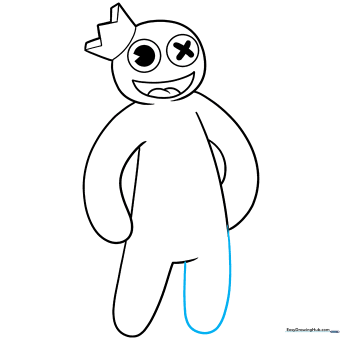 Completing the full body outline of the character.