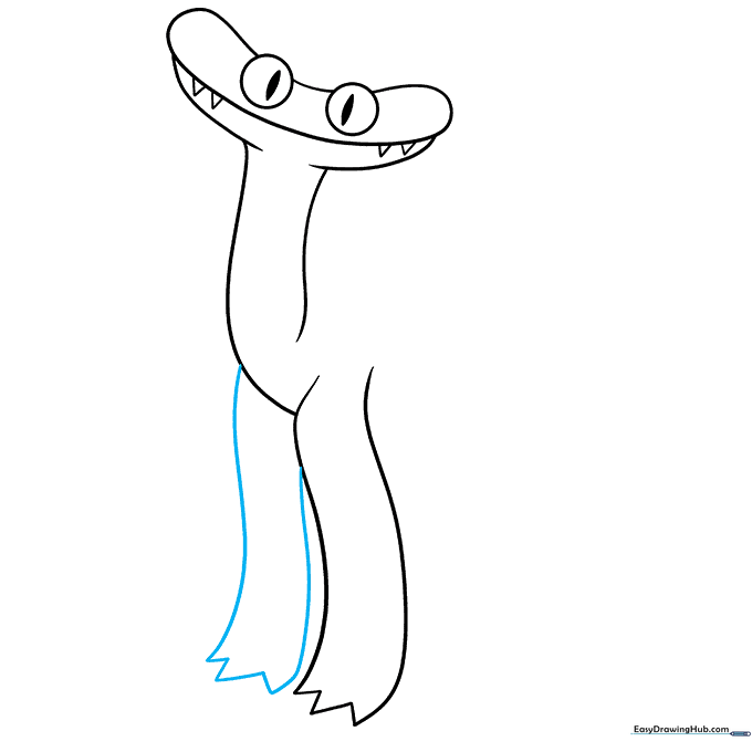 Adding the second leg next to the first, mirroring the zigzag foot design.