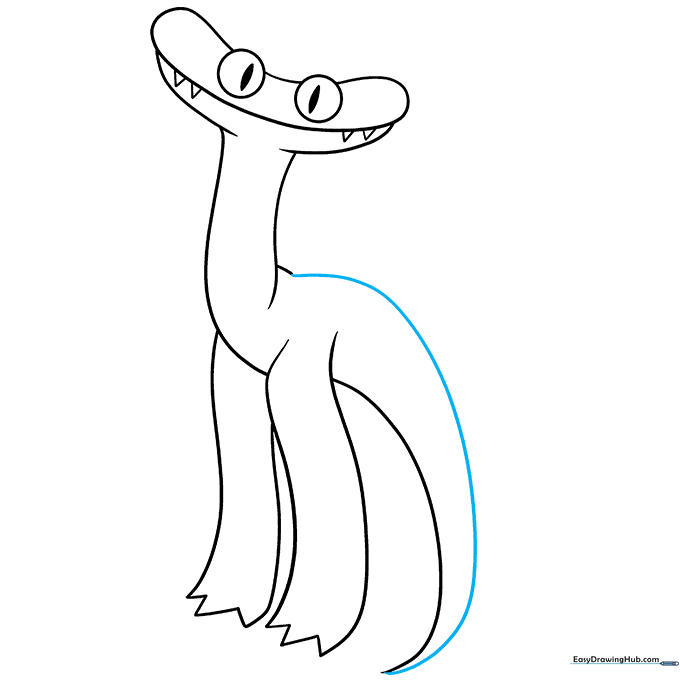 Finalizing the outline by connecting the back to the tail tip.