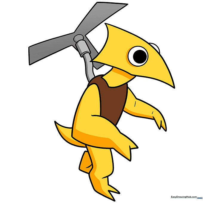 Final colored version of Rainbow Friends Yellow with bright yellow and metallic grey accents.