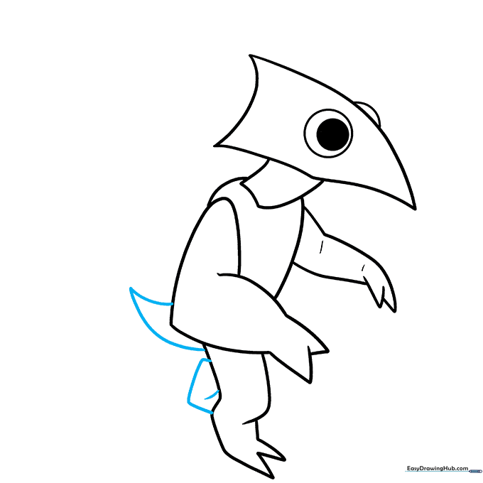 Adding the second leg and a triangular tail to the character.