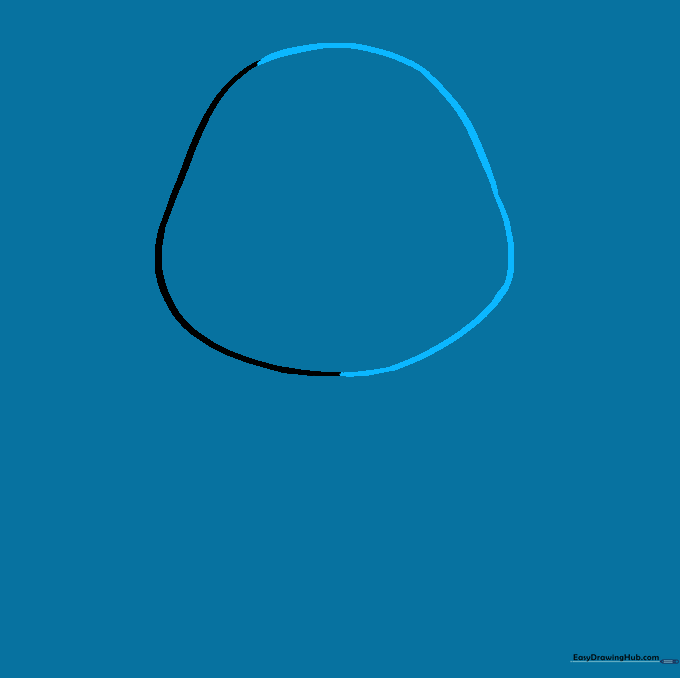 The completed outline of Raphael's head shape.