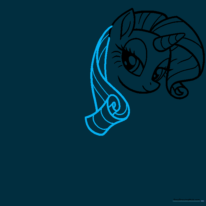 Continuing the mane curls down the neck area of the pony.