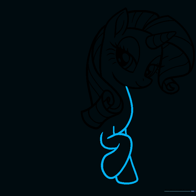 Sketching the front torso and legs of Rarity.
