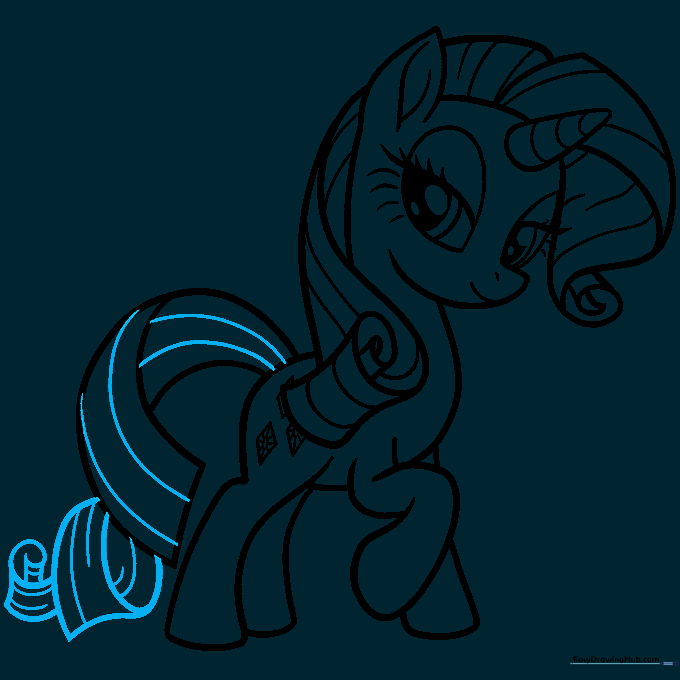 Adding final texture lines and spiral curls to the tail.