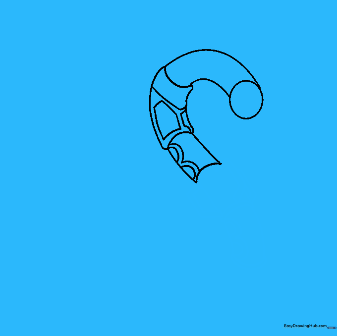 Step showing the addition of trapezoidal armor details on Rayquaza's body.