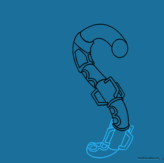 Rayquaza's body taking an S-curve shape with added oval and trapezoid details.