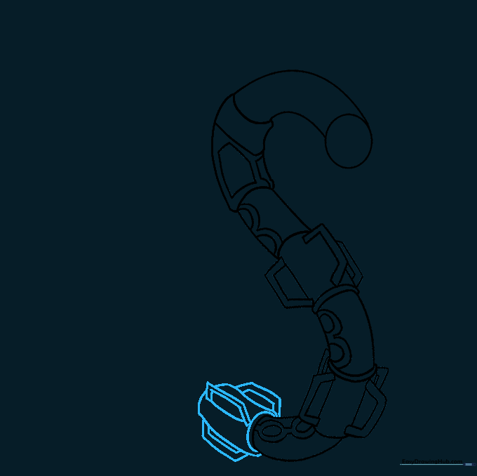 Adding another body segment with consistent trapezoid details.