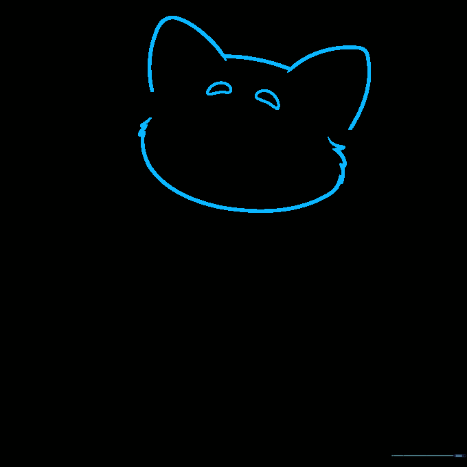 Outline of Mei Lee's head shape, including the ears, eyebrows, and furry cheek details.