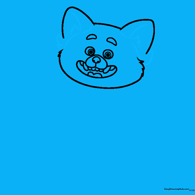 Close-up sketch focusing on the detailed fur tufts inside and around the ears.