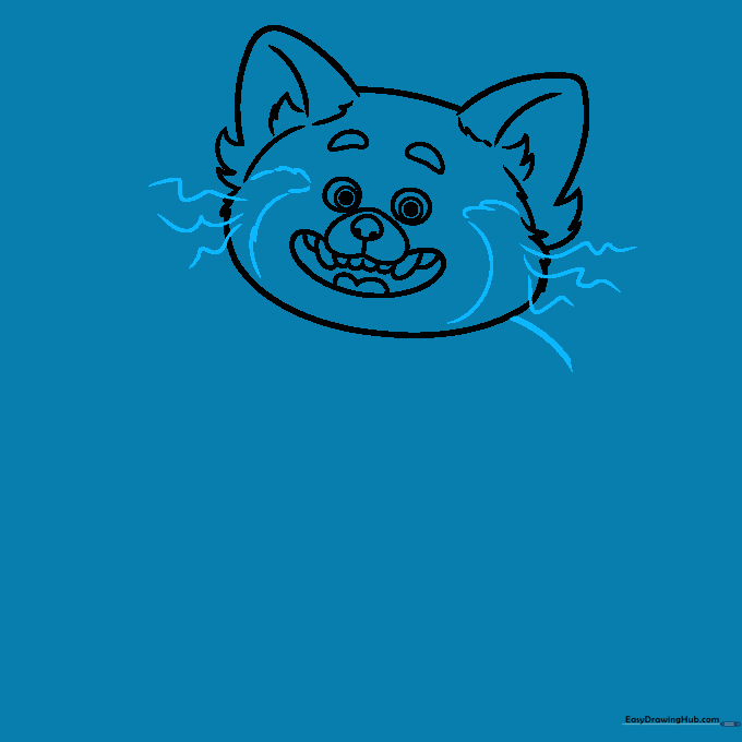 Sketch showing the addition of whiskers and the start of the shoulder outline.