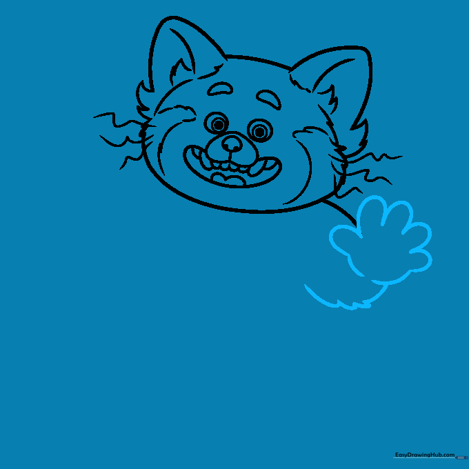 Drawing of Mei Lee's arms and hands, emphasizing the furry texture and finger structure.