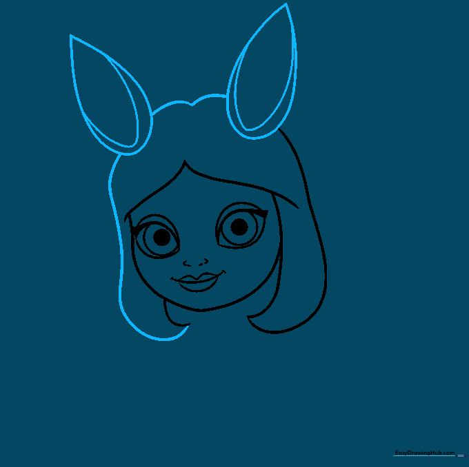 Adding the fox-like ears to the top of the character's head.