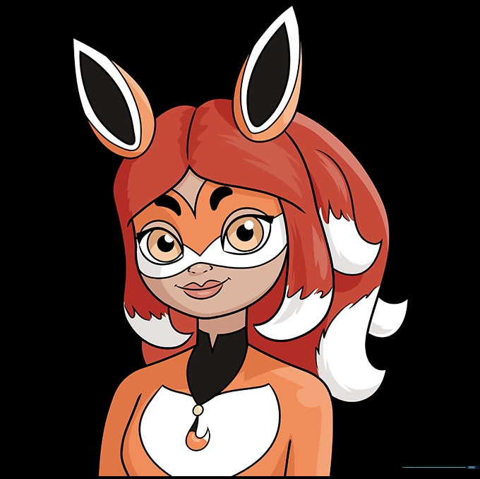 Completed and colored illustration of Rena Rouge from Miraculous.