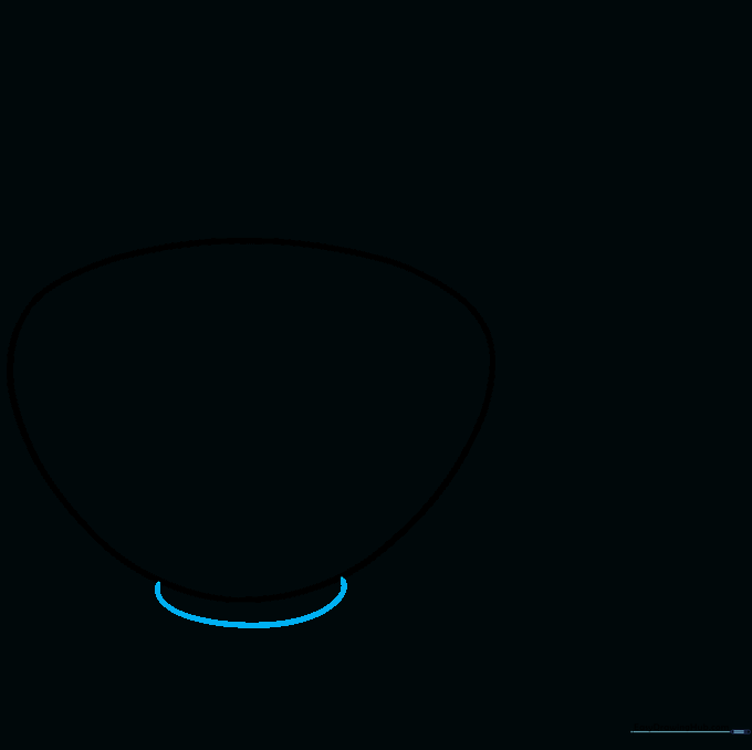Adding a small curved line at the bottom of the bowl to represent the base.