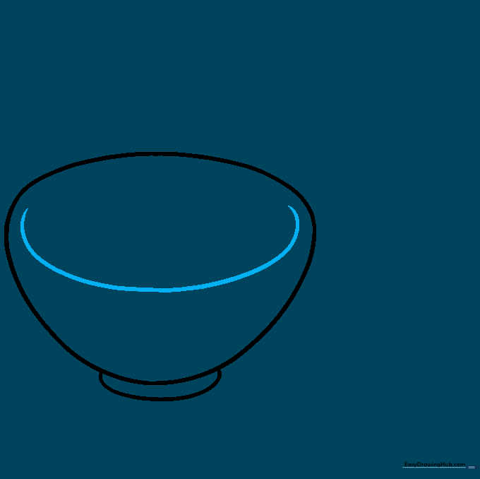 Drawing a C-shaped line inside the bowl to indicate the rim.