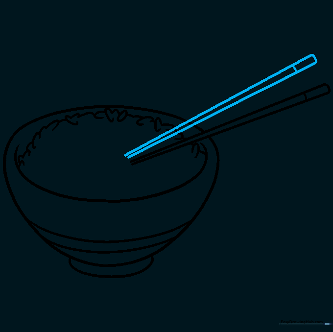 Drawing the second chopstick leaning against the first one.