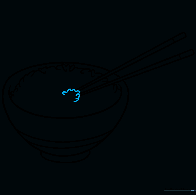 Adding grains of rice held between the tips of the chopsticks.