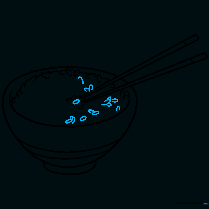 Adding more rice grains to fill the bowl.