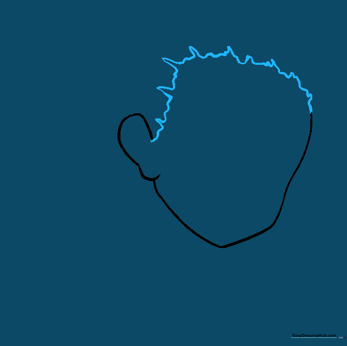 Drawing the zig-zag hairline of Riley Freeman's hair.