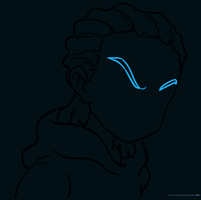 Drawing Riley Freeman's sharp, pointed eyebrows.