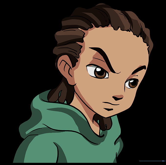 A fully colored and completed drawing of Riley Freeman.