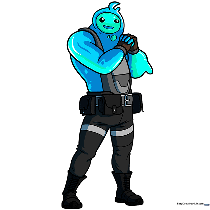 Finished, colored drawing of Rippley from Fortnite.