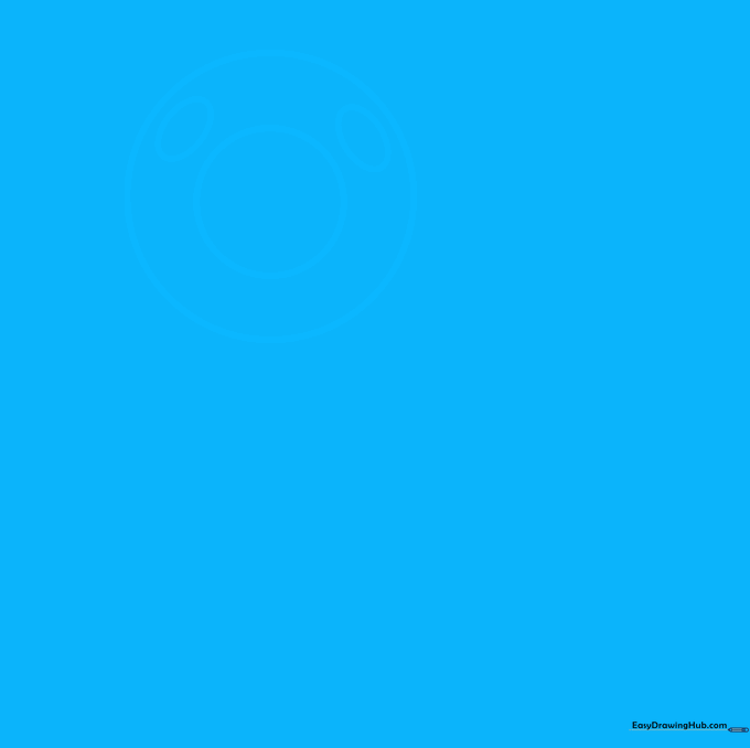Sketching the circular head and snout area for Roblox Piggy on a white background.