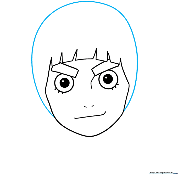 Completing the top of the head with a smooth, rounded hair outline.