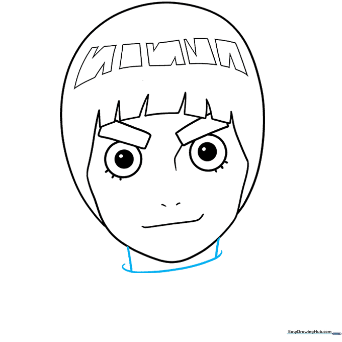 Drawing the neck lines extending from the jawline.