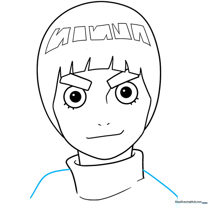 Drawing the shoulder lines to complete the upper body silhouette.