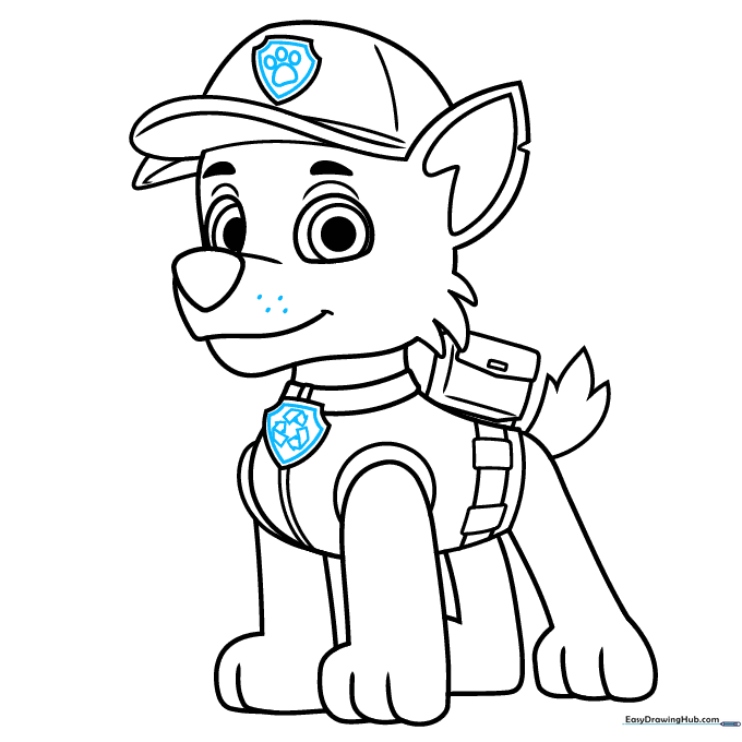 Adding final details like the recycling symbol and hat logo to complete the line art.
