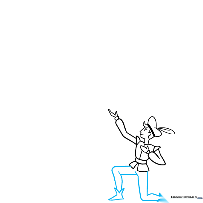 Adding Romeo's legs and pointed boots to the character sketch.