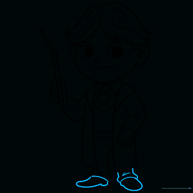Final pencil sketch showing the completed outline of Ron Weasley, ready for inking.