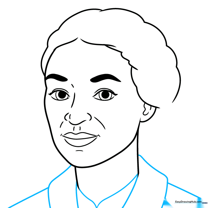 Adding the collar and shoulders to the Rosa Parks drawing.
