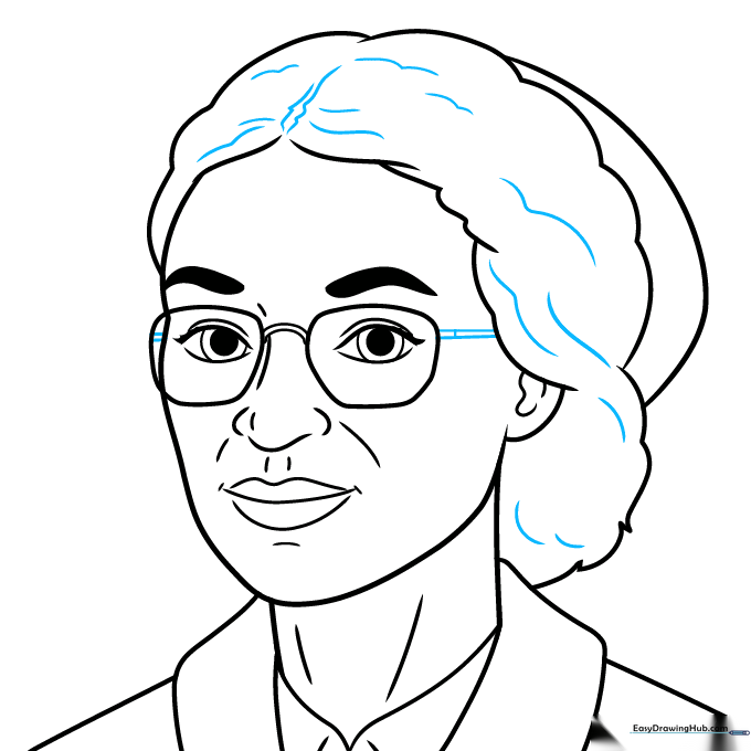 Adding final texture lines to the hair.