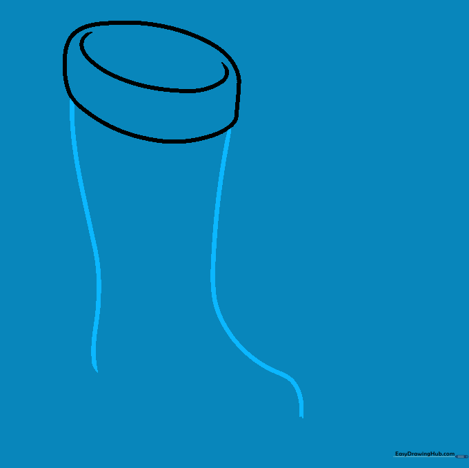 Two vertical curved lines extending down from the boot opening to define the leg shape.