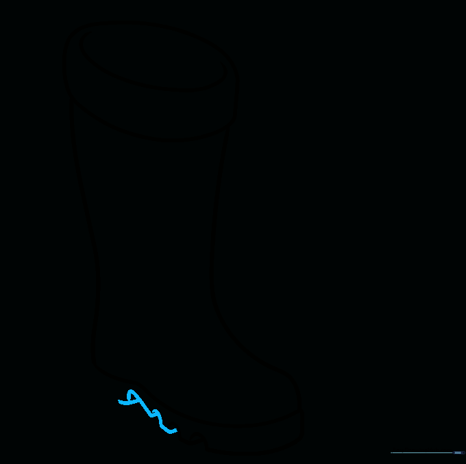 Adding more tread details to the bottom of the boot using overlapping curved lines.