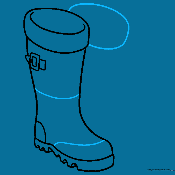 Adding seam lines to the first boot and beginning the outline of the second boot.