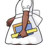 A colorful, finished portrait of Ruby Bridges for an educational art project.